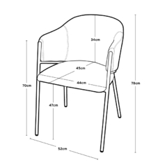 Silla Jane Gris Claro Pana Base Dorada - MR020D/GC-T - comprar online