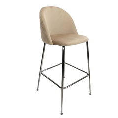Banqueta Sybil Pana Taupe Base Cromo - DC903C/TA-T