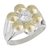 Anillo Sello Flor Plata y Oro con piedra
