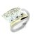 Anillo cruzado centro baguette diagonal Plata y Oro