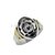 Anillo sello ovalado con Flor Plata y Oro
