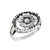 Anillo sello oval calado Flor pensamiento Plata y Oro
