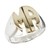 Anillo sello iniciales caladas oval vertical Plata y Oro