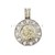 Medalla religiosa redonda grande con virola cubic engarzado y santo en oro
