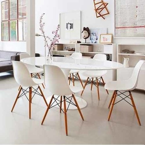 Combo Mesa Tulip Oval 120 + 4 Silla Eames - Alto Impacto -