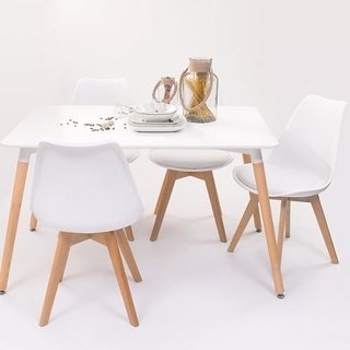 Combo Mesa Eames 120 + 4 Silla Tulip Tapizada - Alto Impacto - tienda online