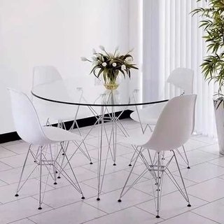 Mesa Redonda Eames Vidrio Base Eiffel 120 Cm- Alto Impacto - comprar online