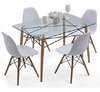 Combo Mesa Eames Dsw Vidrio 120 * 80 + 4 Silla- Alto Impacto
