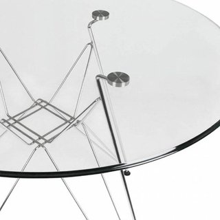 Mesa Eames Vidrio Base Eiffel 110 Cm Redonda P- Alto Impacto en internet