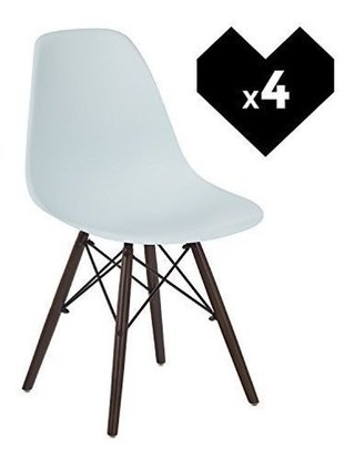 Silla X4 Eames Dsw Miller Patas Madera Oscura - Alto Impacto-