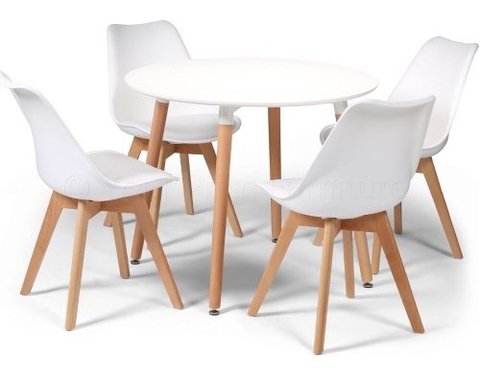 Combo Mesa Eames 120 Cm + 4 Sillas Tulip P - Alto Impacto