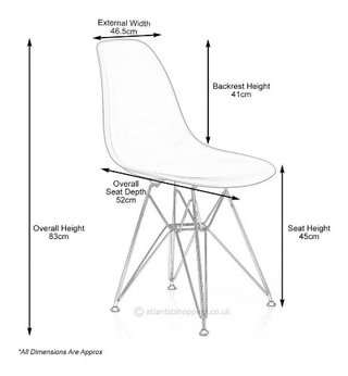 Set * 4 Silla Eames Comedor Base Metal Dsr 6 P- Alto Impacto