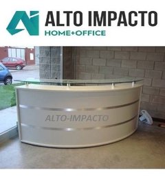 Recepcion Mostrador Curvo Con Detalles En Acero