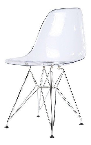 Set 4 Silla Eames Dsr Cromada Transparente - Alto Impacto