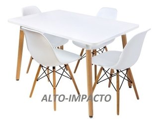 Combo Mesa Eames 120 * 80 + 4 Silla Dsw Madera- Alto Impacto - comprar online