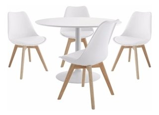 Combo Mesa Tulip 120 + 4 Sillas Tulip B Madera- Alto Impacto - comprar online