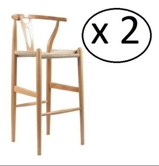 Banqueta Wishbone Madera Natural Barra - Alto Impacto