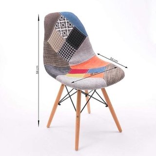 Imagen de Set * 2 Silla Patchwork Daw Eames Base Madera - Alto Impacto