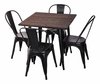 Combo Mesa Tolix Tapa Madera 80x80 + 4 Sillas - Alto Impacto