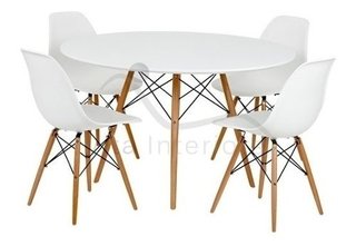 Mesa Eames Dsw 110 Cm Redonda Blanca Madera- Alto Impacto- - comprar online