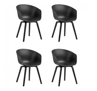 Set 4 Silla Hay Escandinava By H Welling Negra- Alto Impacto