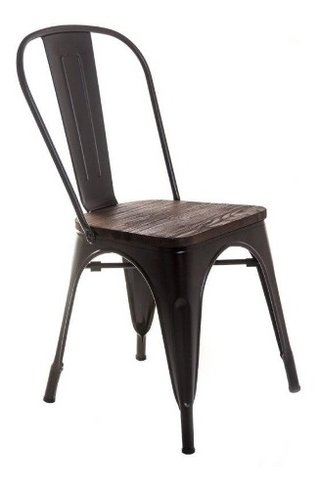 Set * 4 Silla Tolix Pauchard Asiento Madera + 12 Pagos - Alto Impacto