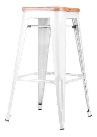 Set 4 Banqueta Taburete Tolix Metálico Asiento Madera - tienda online