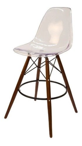 Banqueta Taburete Eames Dsw Transparente Madera Pata Oscura