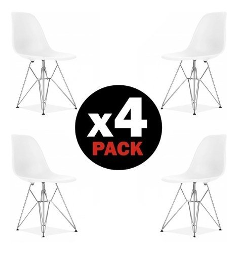 Set * 4 Silla Eames Comedor Base Metalica Dsr- Alto Impacto