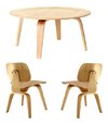 Combo Sillas X2 Eames Lcw + 1 Mesa Ratona Lcw Eames Plywood - comprar online