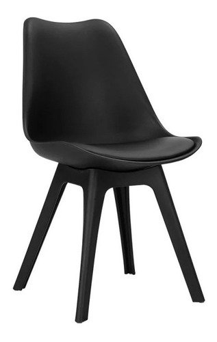 Set 4 Silla Tulip Almohadón Pata Madera Negra P Alto Impacto