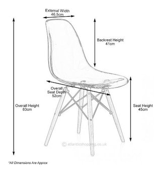 Silla Eames Dsw Transparente Pata Madera- Alto Impacto - - tienda online