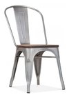 Silla Tolix Asiento Madera Metal Galvanizada- Alto Impacto