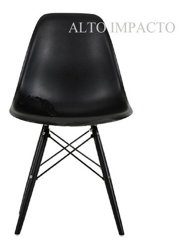 Set 4 Silla Comedor Eames Dsw Negra All Black - Alto Impacto