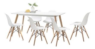 Combo Mesa Eames Nordico 140 + 6 Sillas Dsw - Alto Impacto