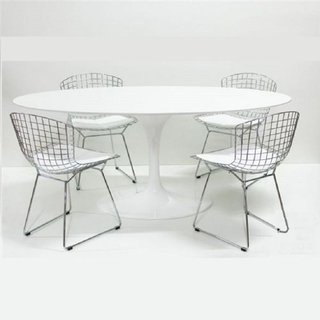 Combo Mesa Tulip Oval 180 + 4 Silla Bertoia - Alto Impacto -