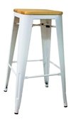 Set 4 Banqueta Taburete Tolix Metálico Asiento Madera