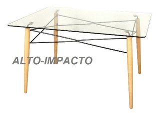 Mesa Eames Dsw Vidrio Diseño Comedor 120 * 80 - Alto Impacto