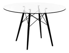 Mesa Living Comedor Escandinava Tapa Vidrio 100cm Ø Eames