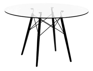 Mesa Living Comedor Escandinava Tapa Vidrio 100cm Ø Eames