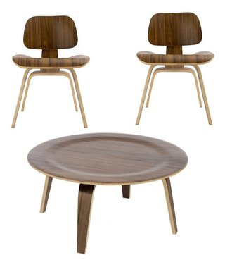 Mesa Ratona Baja Eames Lcw Plywood 86cms Diámetro - comprar online