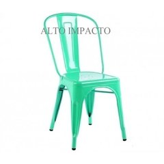 Set 4 Silla Tolix Pauchard Color Verde Aqua Importada