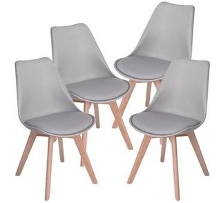 Set 4 Silla Tulip Eames Madera Tapizada - comprar online