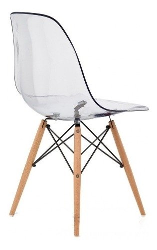 Silla Eames Dsw Transparente Pata Madera- Alto Impacto - en internet