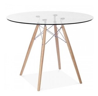 Combo Mesa Eames 100 Cm+ 4 Sillas Dsw Madera Vidrio Redonda - comprar online