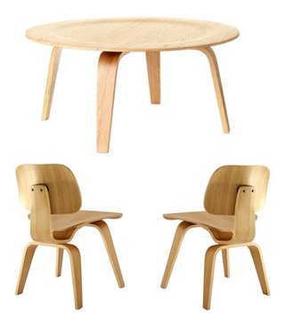 Imagen de Mesa Ratona Baja Eames Lcw Plywood 86cms Diámetro