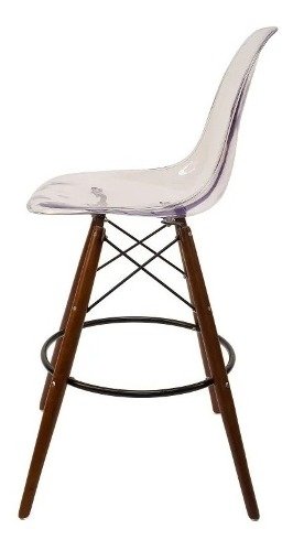 Banqueta Taburete Eames Dsw Transparente Madera Pata Oscura - ALTO IMPACTO Home + Office