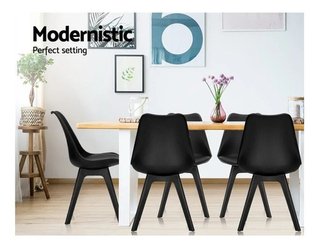 Set 4 Silla Tulip Almohadón Pata Madera Negra P Alto Impacto - comprar online