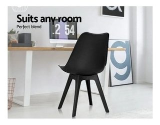 Set 4 Silla Tulip Almohadón Pata Madera Negra - Alto Impacto
