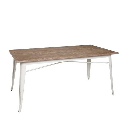 Mesa Tolix Madera Cobre Rusty Blanca 160 * 80- Alto Impacto